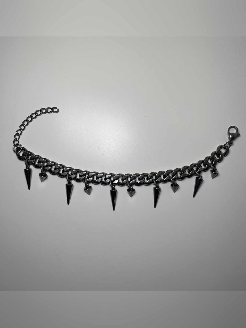 Silver Spike Charm Chain Bracelet